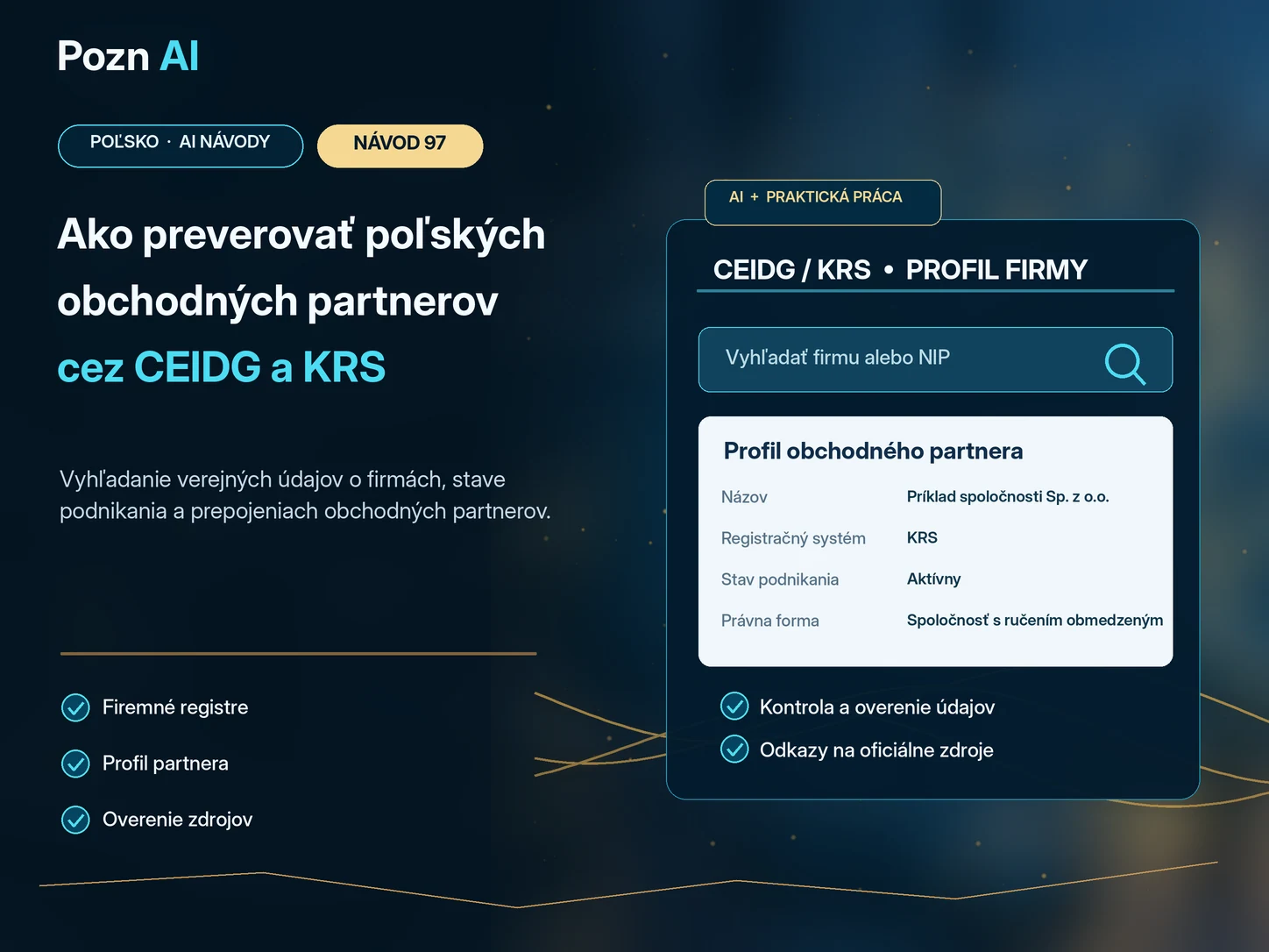 Ako preverovať poľských obchodných partnerov pomocou AI a registrov CEIDG a KRS